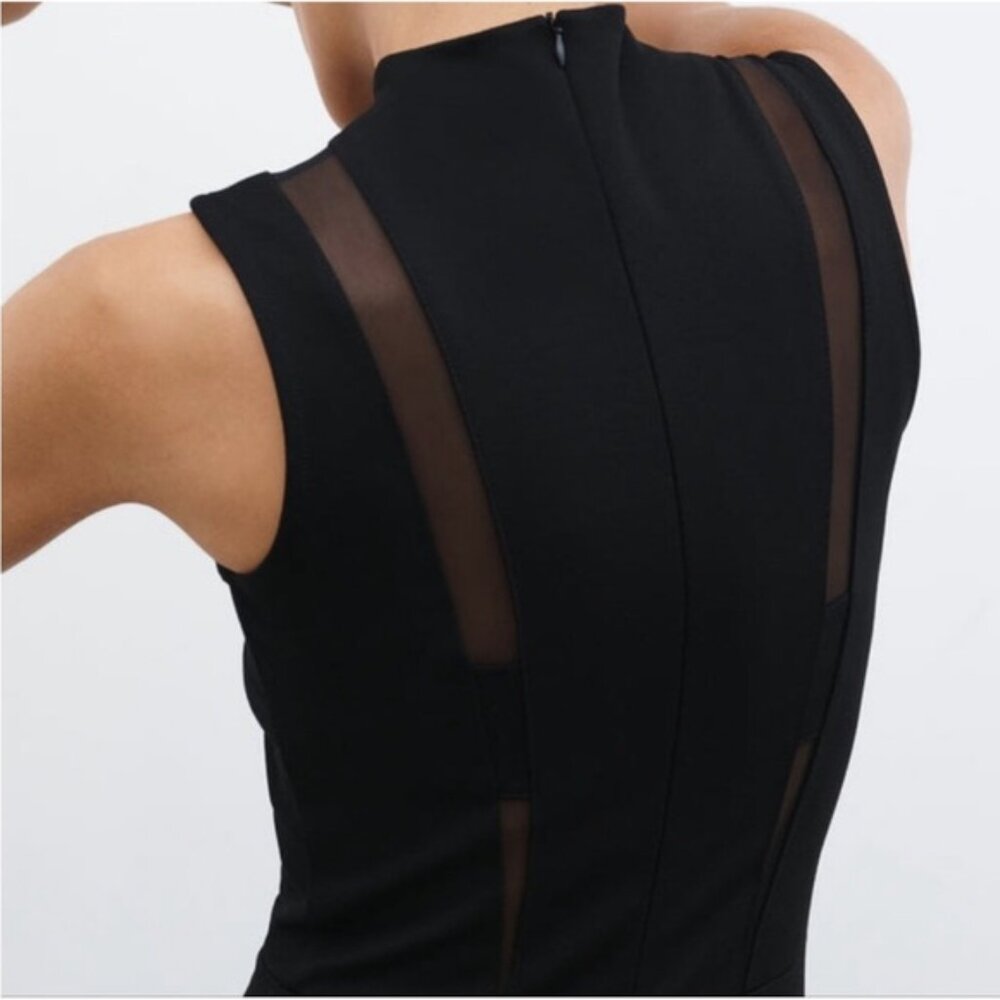 Black Sleeveless Mock-Neck Sheath Dress - Picture 2 of 2